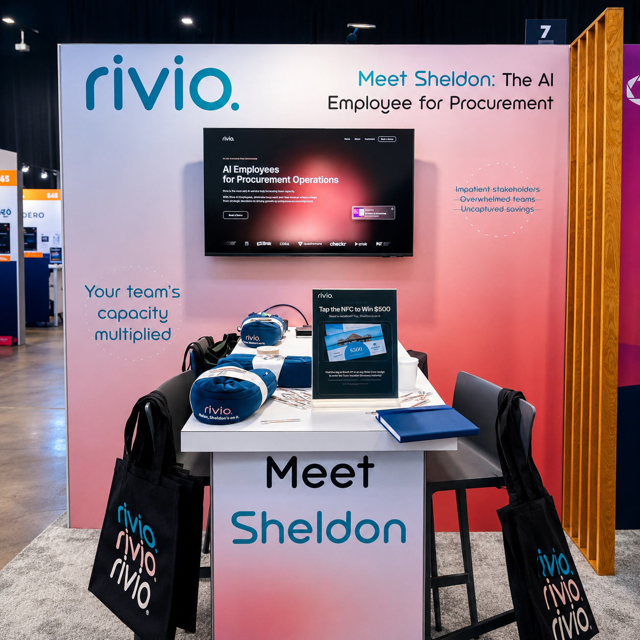 Rivio booth signage for Sheldon at DPW New York